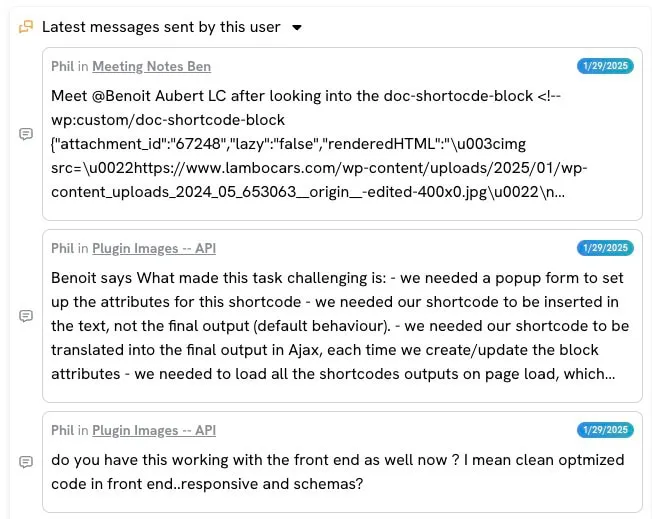 Messages from author profile