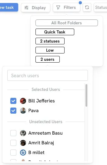 User assignment filter